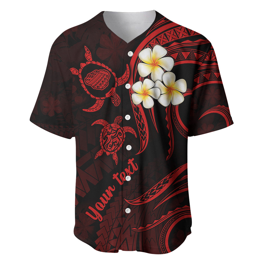 Personalised Kauai Hawaii Baseball Jersey Polynesian Tattoo and Pacific Plumeria Red Vibe LT9 - Wonder Print Shop