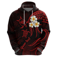 Personalised Kauai Hawaii Hoodie Polynesian Tattoo and Pacific Plumeria Red Vibe - Wonder Print Shop