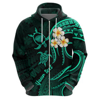 Personalised Kauai Hawaii Hoodie Polynesian Tattoo and Pacific Plumeria Turquoise Vibe - Wonder Print Shop