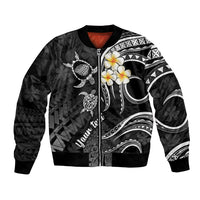 Personalised Kauai Hawaii Bomber Jacket Polynesian Tattoo and Pacific Plumeria White Vibe LT9 - Wonder Print Shop