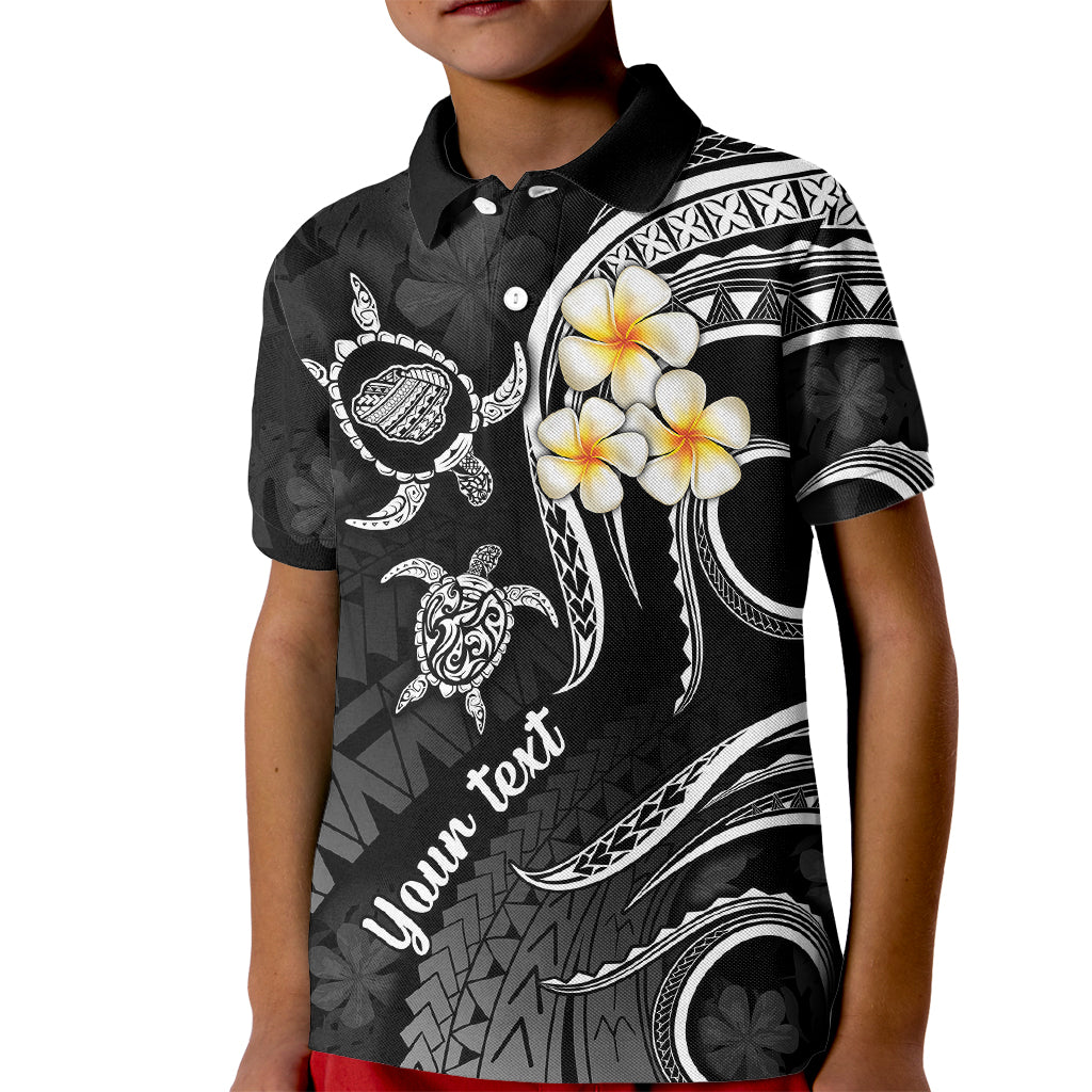 Personalised Kauai Hawaii Kid Polo Shirt Polynesian Tattoo and Pacific Plumeria White Vibe - Wonder Print Shop