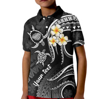 Personalised Kauai Hawaii Kid Polo Shirt Polynesian Tattoo and Pacific Plumeria White Vibe - Wonder Print Shop