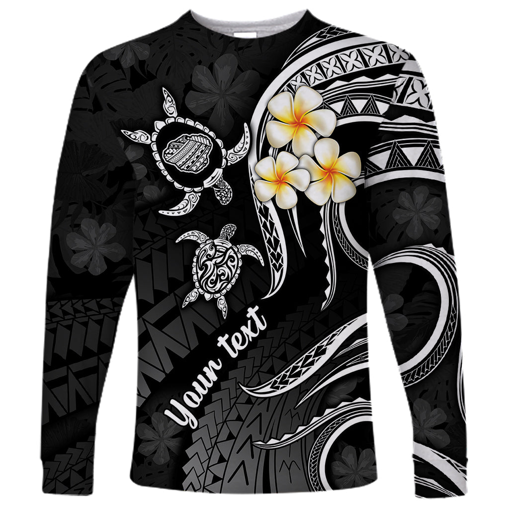Personalised Kauai Hawaii Long Sleeve Shirt Polynesian Tattoo and Pacific Plumeria White Vibe - Wonder Print Shop