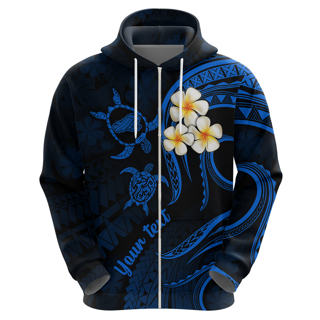 Personalised Kahoolawe Hawaii Hoodie Polynesian Tattoo and Pacific Plumeria Blue Vibe - Wonder Print Shop