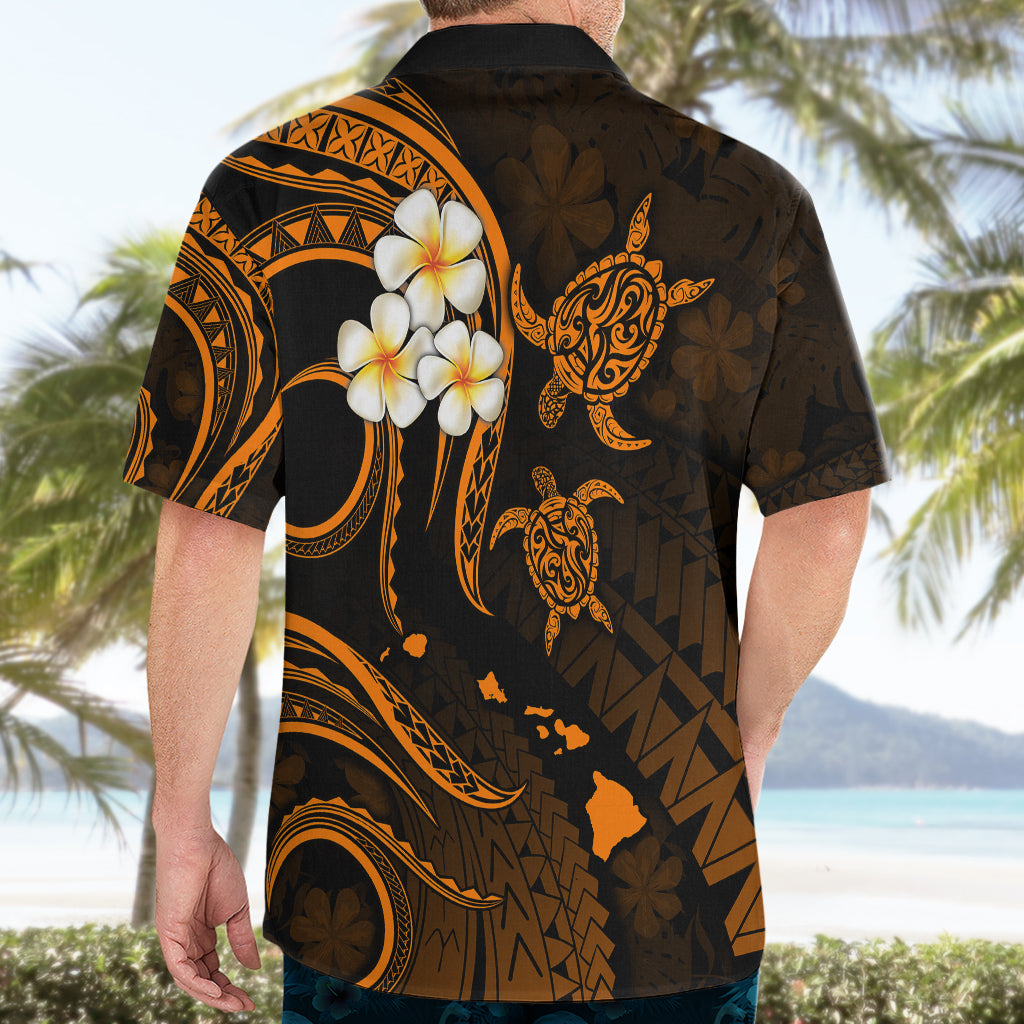 Personalised Kahoolawe Hawaii Hawaiian Shirt Polynesian Tattoo and Pacific Plumeria Gold Vibe - Wonder Print Shop