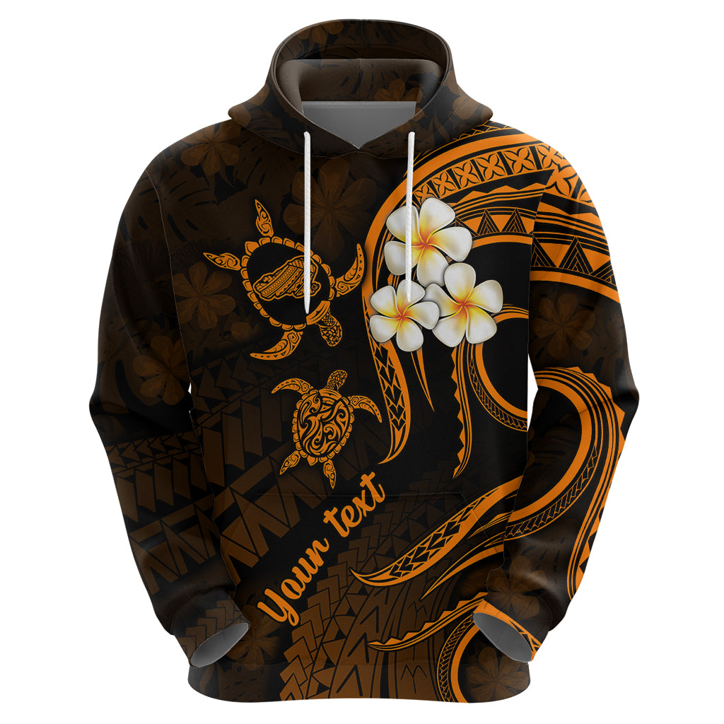 Personalised Kahoolawe Hawaii Hoodie Polynesian Tattoo and Pacific Plumeria Gold Vibe - Wonder Print Shop