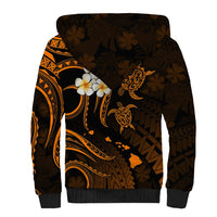 Personalised Kahoolawe Hawaii Sherpa Hoodie Polynesian Tattoo and Pacific Plumeria Gold Vibe - Wonder Print Shop