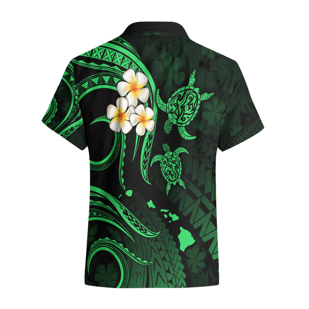 Personalised Kahoolawe Hawaii Hawaiian Shirt Polynesian Tattoo and Pacific Plumeria Green Vibe - Wonder Print Shop