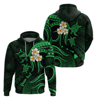 Personalised Kahoolawe Hawaii Hoodie Polynesian Tattoo and Pacific Plumeria Green Vibe - Wonder Print Shop