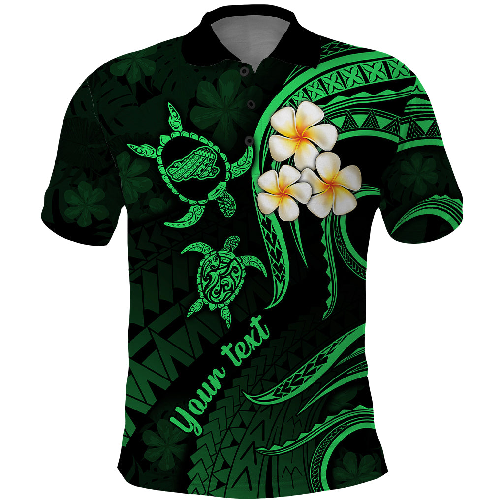 Personalised Kahoolawe Hawaii Polo Shirt Polynesian Tattoo and Pacific Plumeria Green Vibe - Wonder Print Shop