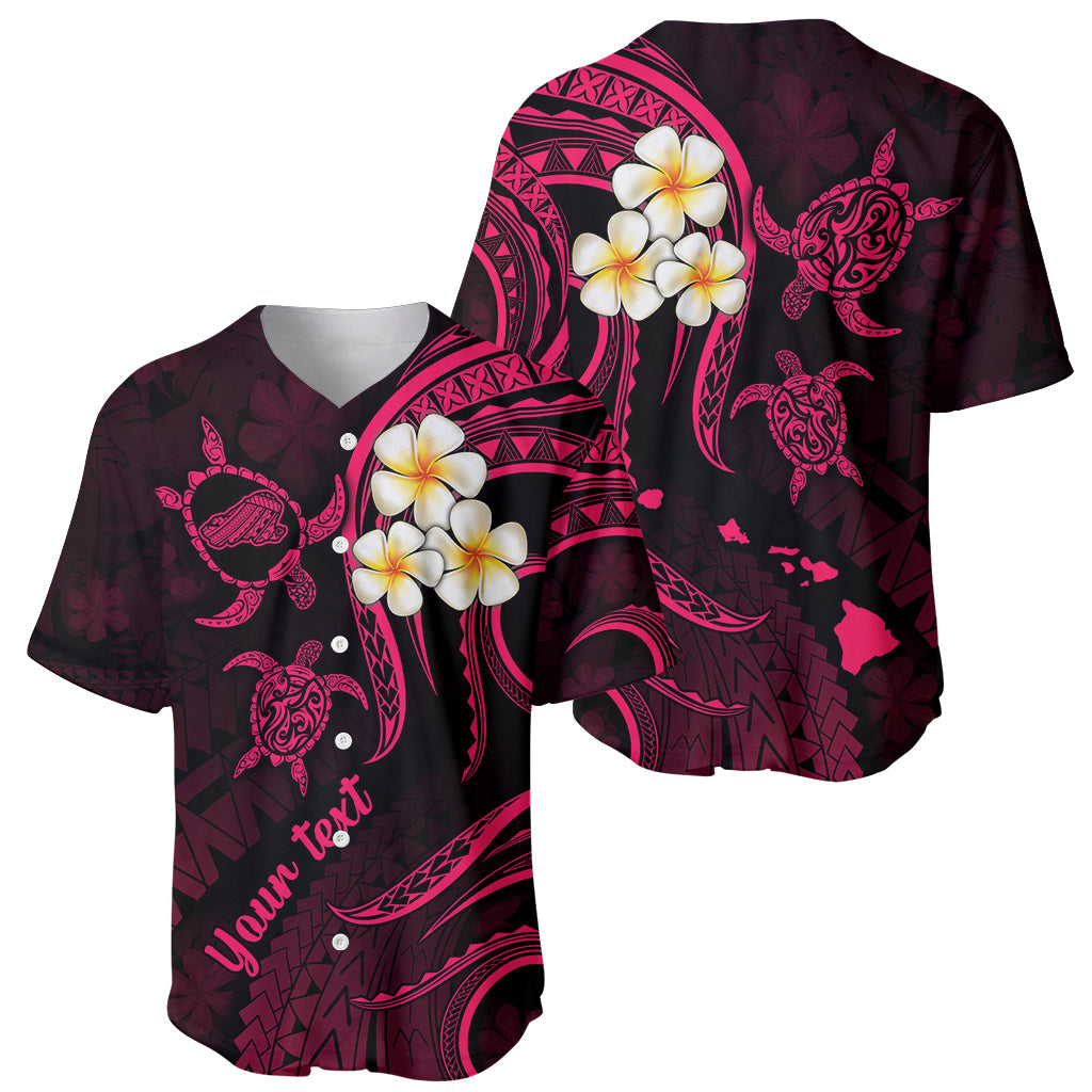 Personalised Kahoolawe Hawaii Baseball Jersey Polynesian Tattoo and Pacific Plumeria Pink Vibe LT9 - Wonder Print Shop