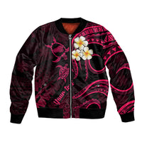 Personalised Kahoolawe Hawaii Bomber Jacket Polynesian Tattoo and Pacific Plumeria Pink Vibe LT9 - Wonder Print Shop
