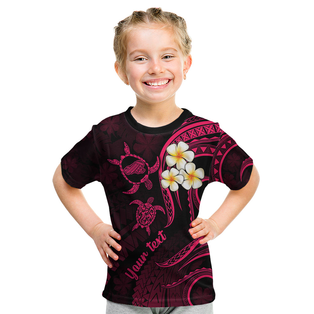Personalised Kahoolawe Hawaii Kid T Shirt Polynesian Tattoo and Pacific Plumeria Pink Vibe - Wonder Print Shop