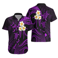 Personalised Kahoolawe Hawaii Hawaiian Shirt Polynesian Tattoo and Pacific Plumeria Purple Vibe - Wonder Print Shop