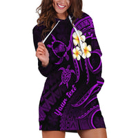 Personalised Kahoolawe Hawaii Hoodie Dress Polynesian Tattoo and Pacific Plumeria Purple Vibe - Wonder Print Shop