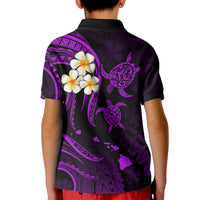 Personalised Kahoolawe Hawaii Kid Polo Shirt Polynesian Tattoo and Pacific Plumeria Purple Vibe - Wonder Print Shop