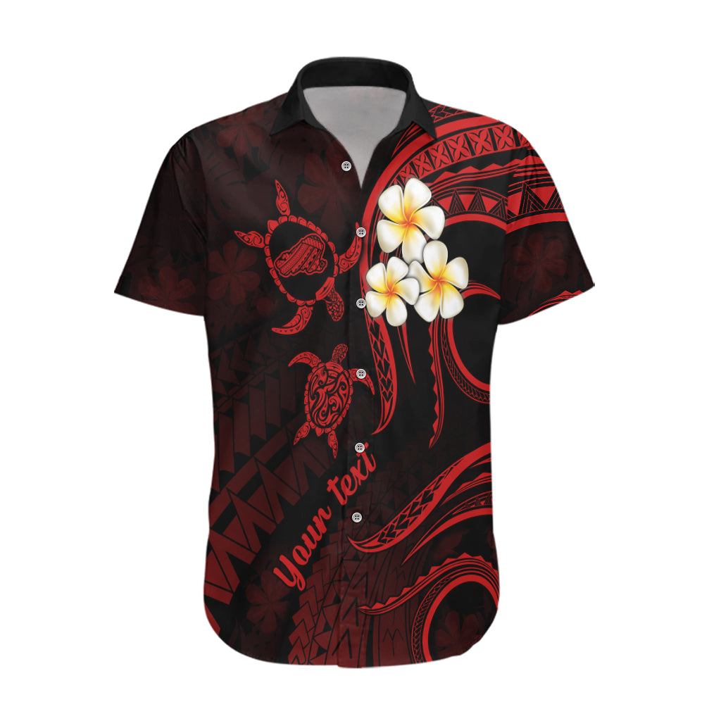 Personalised Kahoolawe Hawaii Hawaiian Shirt Polynesian Tattoo and Pacific Plumeria Red Vibe - Wonder Print Shop