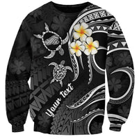 Personalised Kahoolawe Hawaii Sweatshirt Polynesian Tattoo and Pacific Plumeria White Vibe - Wonder Print Shop