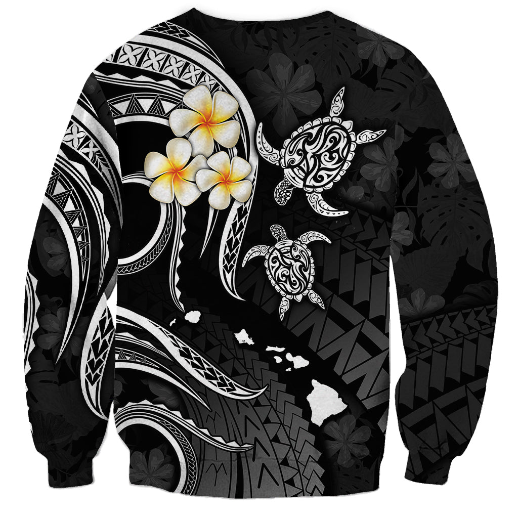 Personalised Kahoolawe Hawaii Sweatshirt Polynesian Tattoo and Pacific Plumeria White Vibe - Wonder Print Shop