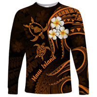 Hawaii Long Sleeve Shirt Maui Islands Pacific Plumeria Gold Vibe - Wonder Print Shop
