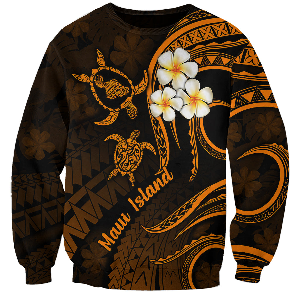 Hawaii Sweatshirt Maui Islands Pacific Plumeria Gold Vibe - Wonder Print Shop