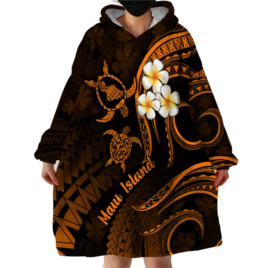 Hawaii Wearable Blanket Hoodie Maui Islands Pacific Plumeria Gold Vibe - Wonder Print Shop