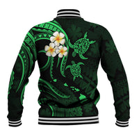 Hawaii Baseball Jacket Maui Islands Pacific Plumeria Green Vibe LT9 - Wonder Print Shop