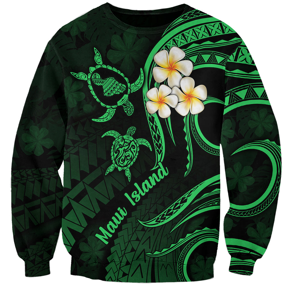 Hawaii Sweatshirt Maui Islands Pacific Plumeria Green Vibe - Wonder Print Shop