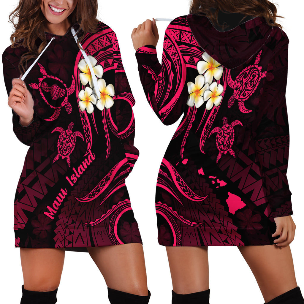 Hawaii Hoodie Dress Maui Islands Pacific Plumeria Pink Vibe - Wonder Print Shop