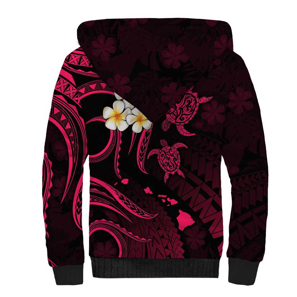 Hawaii Sherpa Hoodie Maui Islands Pacific Plumeria Pink Vibe - Wonder Print Shop
