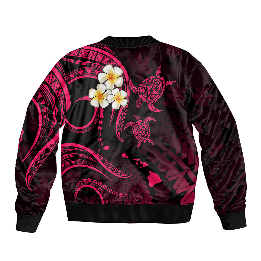 Hawaii Sleeve Zip Bomber Jacket Maui Islands Pacific Plumeria Pink Vibe - Wonder Print Shop