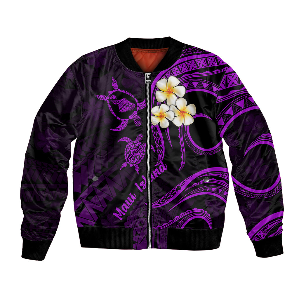 Hawaii Bomber Jacket Maui Islands Pacific Plumeria Purple Vibe LT9 - Wonder Print Shop