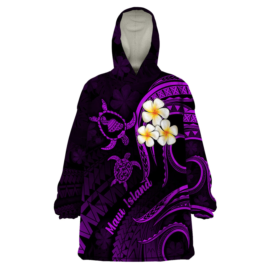 Hawaii Wearable Blanket Hoodie Maui Islands Pacific Plumeria Purple Vibe - Wonder Print Shop
