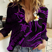 Hawaii Women Casual Shirt Maui Islands Pacific Plumeria Purple Vibe - Wonder Print Shop
