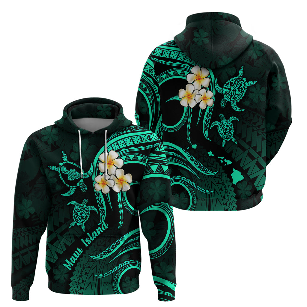 Hawaii Hoodie Maui Islands Pacific Plumeria Turquoise Vibe - Wonder Print Shop