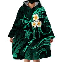 Hawaii Wearable Blanket Hoodie Maui Islands Pacific Plumeria Turquoise Vibe - Wonder Print Shop