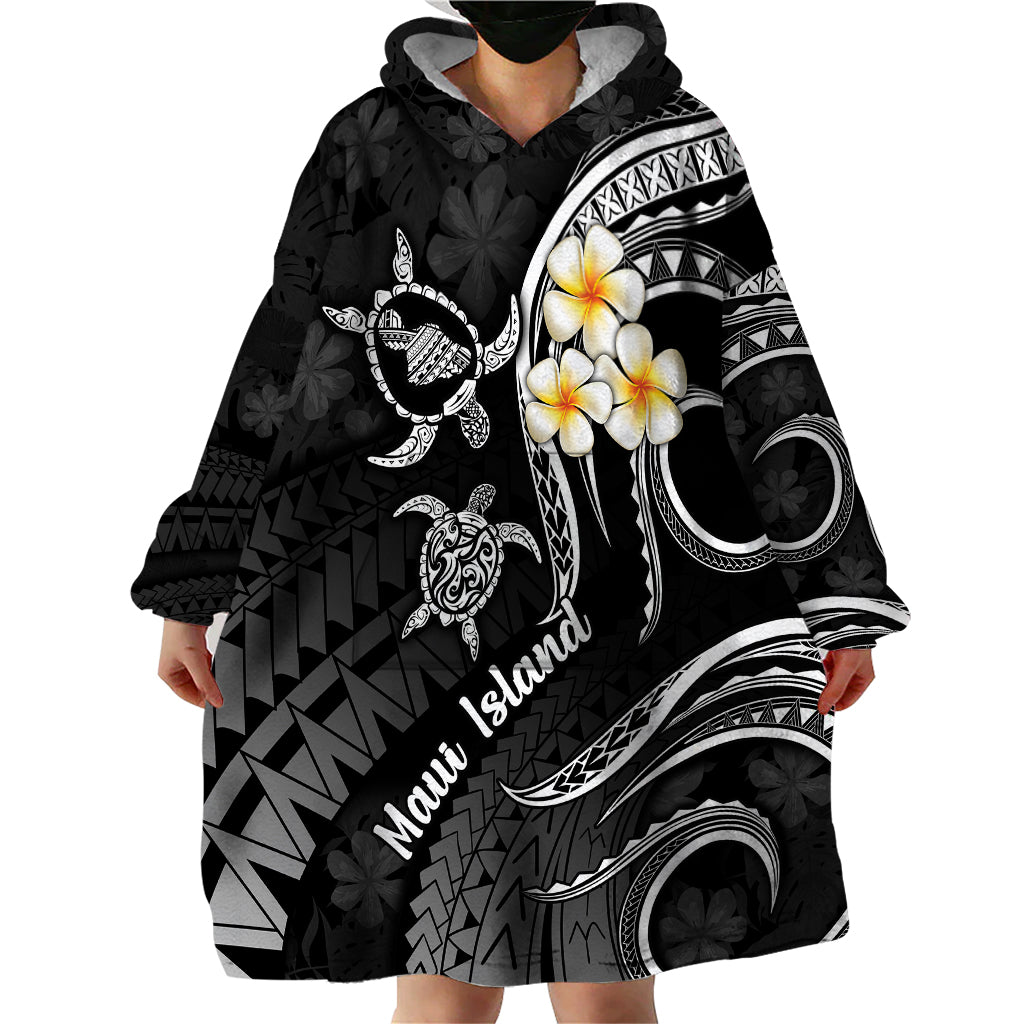 Hawaii Wearable Blanket Hoodie Maui Islands Pacific Plumeria White Vibe - Wonder Print Shop