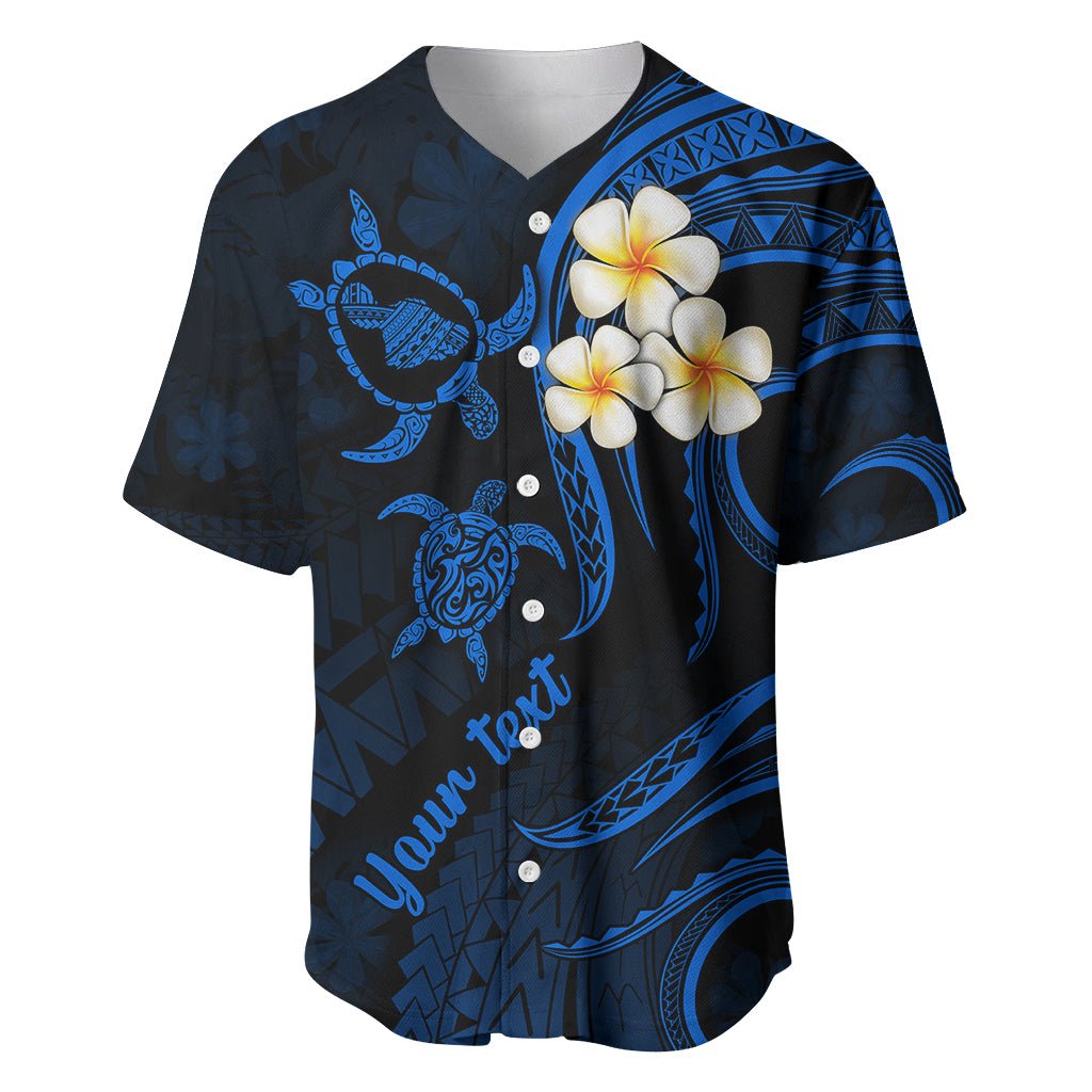 Personalised Maui Hawaii Baseball Jersey Polynesian Tattoo and Pacific Plumeria Blue Vibe LT9 - Wonder Print Shop