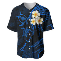 Personalised Maui Hawaii Baseball Jersey Polynesian Tattoo and Pacific Plumeria Blue Vibe LT9 - Wonder Print Shop