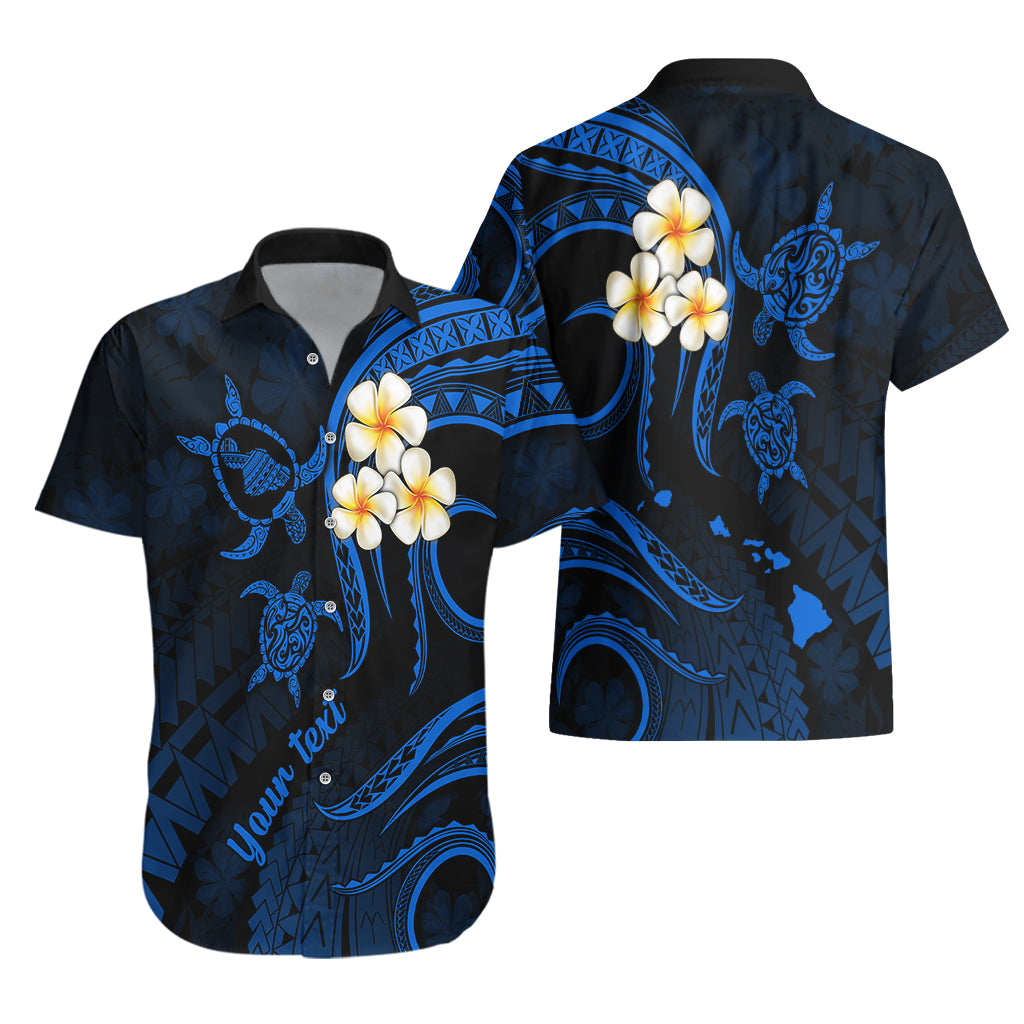 Personalised Maui Hawaii Hawaiian Shirt Polynesian Tattoo and Pacific Plumeria Blue Vibe - Wonder Print Shop