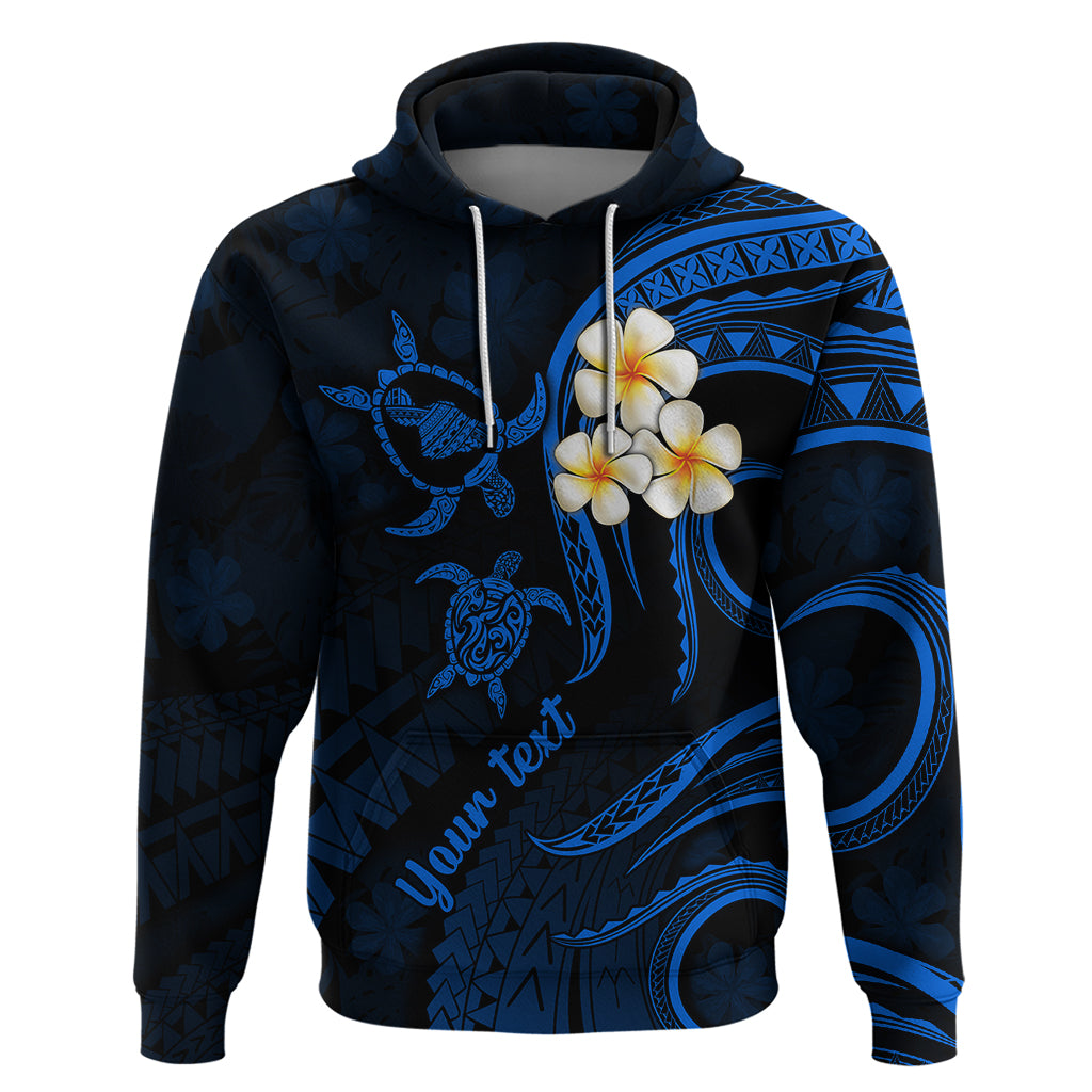 Personalised Maui Hawaii Hoodie Polynesian Tattoo and Pacific Plumeria Blue Vibe - Wonder Print Shop