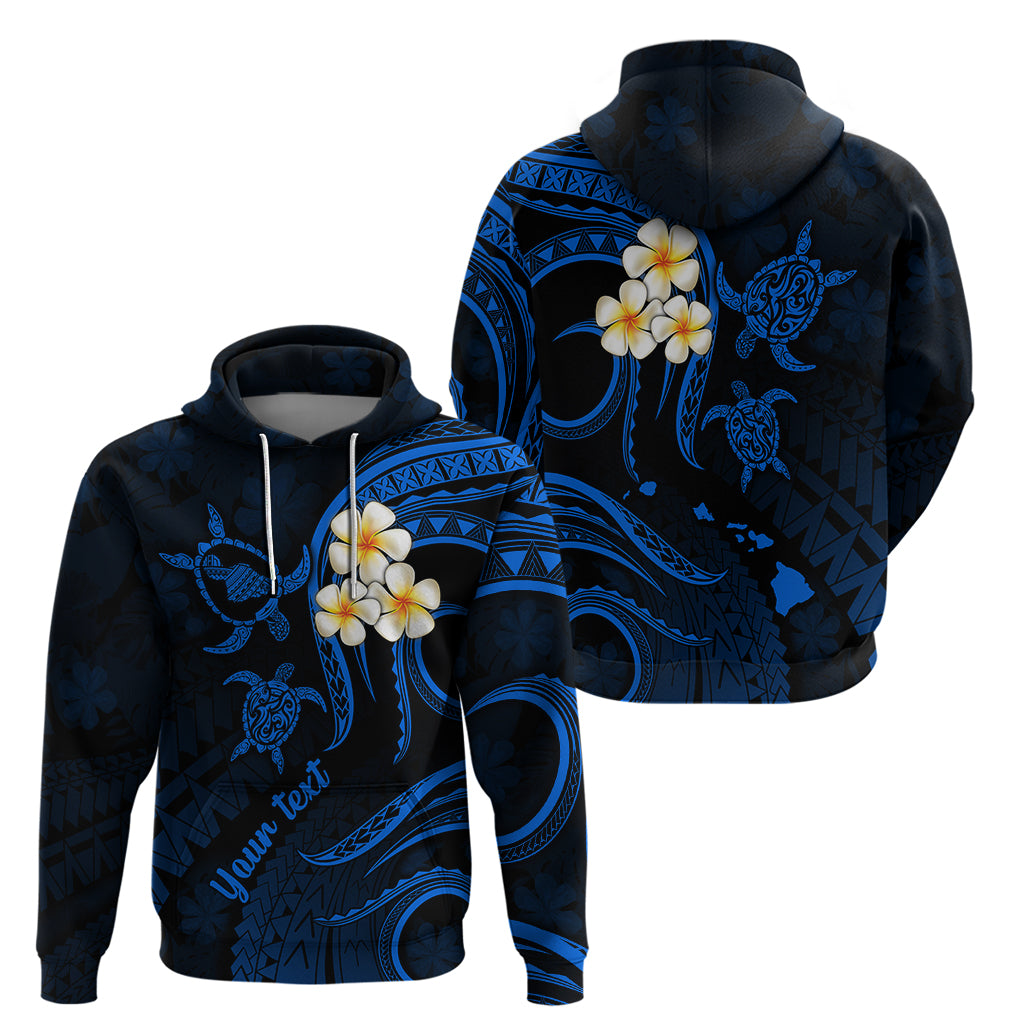 Personalised Maui Hawaii Hoodie Polynesian Tattoo and Pacific Plumeria Blue Vibe - Wonder Print Shop