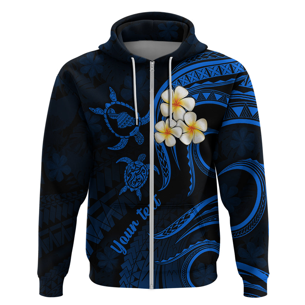 Personalised Maui Hawaii Hoodie Polynesian Tattoo and Pacific Plumeria Blue Vibe - Wonder Print Shop