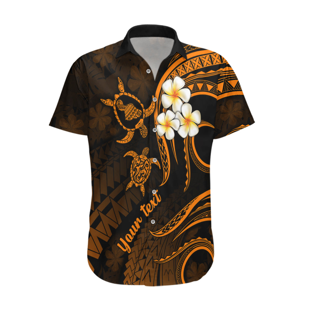 Personalised Maui Hawaii Hawaiian Shirt Polynesian Tattoo and Pacific Plumeria Gold Vibe - Wonder Print Shop