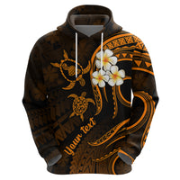 Personalised Maui Hawaii Hoodie Polynesian Tattoo and Pacific Plumeria Gold Vibe - Wonder Print Shop