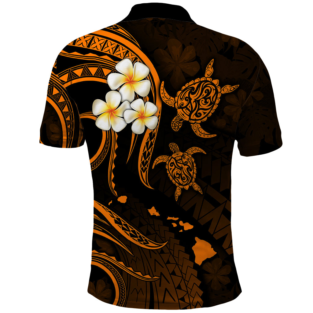 Personalised Maui Hawaii Polo Shirt Polynesian Tattoo and Pacific Plumeria Gold Vibe - Wonder Print Shop
