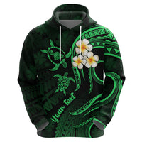 Personalised Maui Hawaii Hoodie Polynesian Tattoo and Pacific Plumeria Green Vibe - Wonder Print Shop