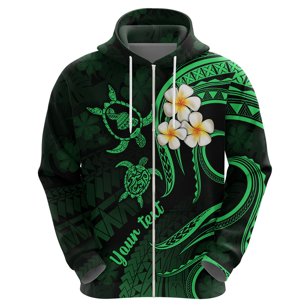 Personalised Maui Hawaii Hoodie Polynesian Tattoo and Pacific Plumeria Green Vibe - Wonder Print Shop