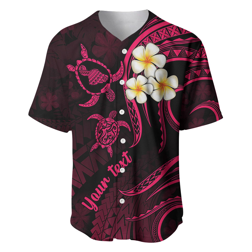 Personalised Maui Hawaii Baseball Jersey Polynesian Tattoo and Pacific Plumeria Pink Vibe LT9 - Wonder Print Shop