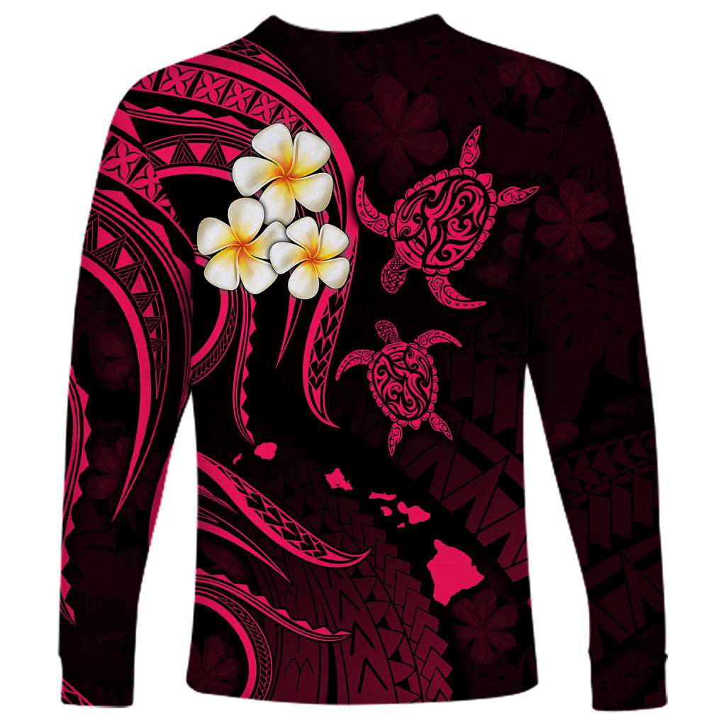 Personalised Maui Hawaii Long Sleeve Shirt Polynesian Tattoo and Pacific Plumeria Pink Vibe - Wonder Print Shop